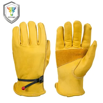 

OZERO New Men's Work Driver Gloves Cowhide Leather Security Protection Wear Safety Working Welding Warm Gloves For Men 0003