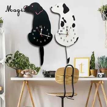 

Kids Room Wagging Labrador Dog Clock Tail Swinging Cartoon Puppy Wall Clock Time Watch for Livingroom Kitchen Bedroom