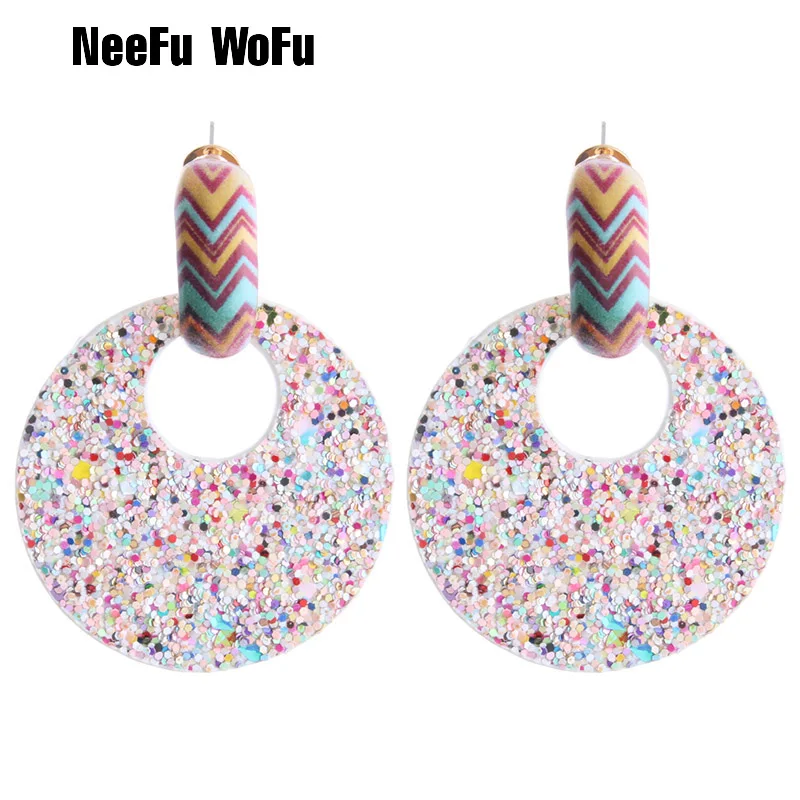 Серьги NeeFu WoFu из кожи с вспышкой круглые большие серьги кольцо для женщин медные