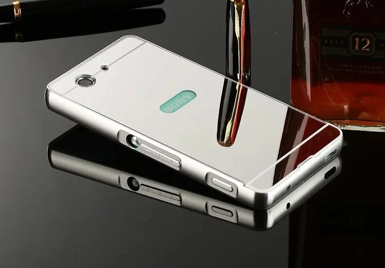 Чехол для Sony Z5 Premium алюминиевая металлическая рамка + зеркальная акриловая задняя