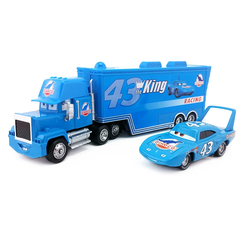 Disney Pixar тачки Mack Lightning McQueen& Chick Hicks& King& Fabulous Hudson игрушечный автомобиль 1:55 свободная Новинка и - Цвет: Mack and King