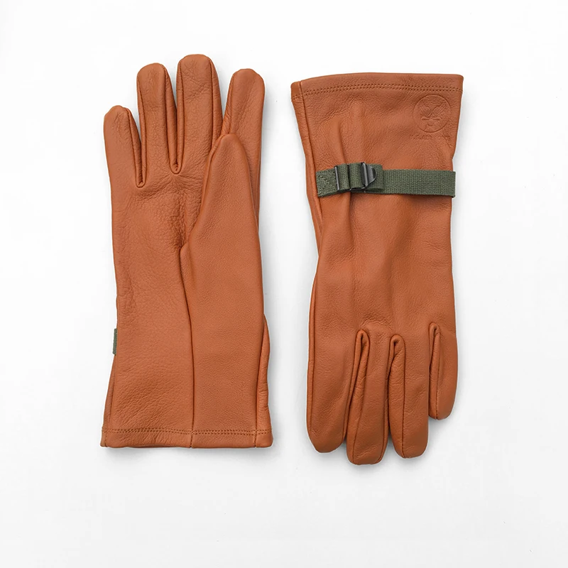  WW2 US Army Vintage Leather Gloves Fetal Cowhide Cuffs Motorcycle Biker Gloves America Military Adj