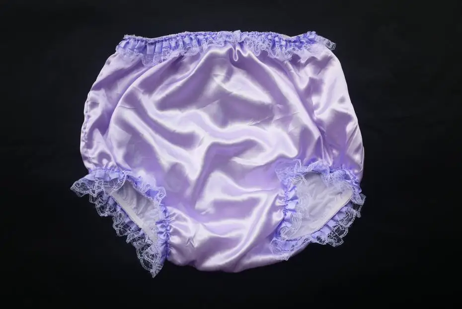 ABDL New Adult Baby Sissy Satin Frilly Diaper Cover Color purple FSP08