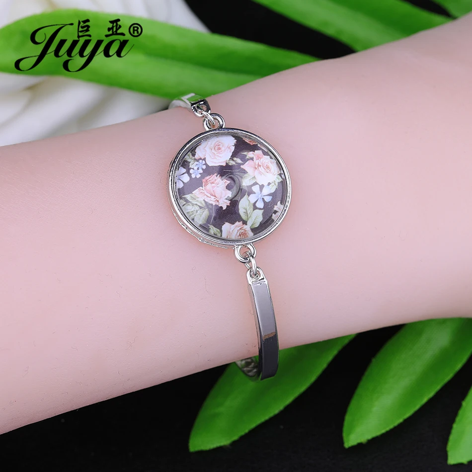 4pcs/lot Cabochon Base Bangle Settings Bracelet Blank Trays For Women DIY Jewelry Making Findings jewellery pulseras Crafts