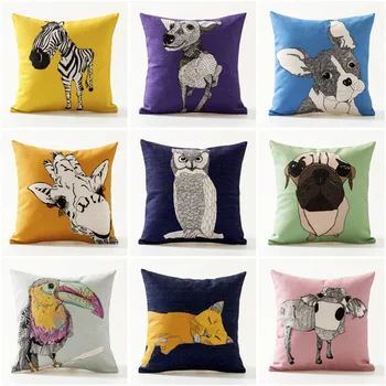 

New cartoon animal pillowcase color dog home children's pillow sofa cushion cover car seat cover 45*45cm pillowcover