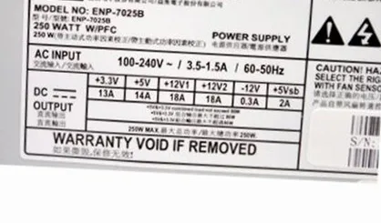 Блок питания для промышленного блока гибкий блок PSU ENP7025B 1U PFC ATX 80 Plus бронза 250 Вт