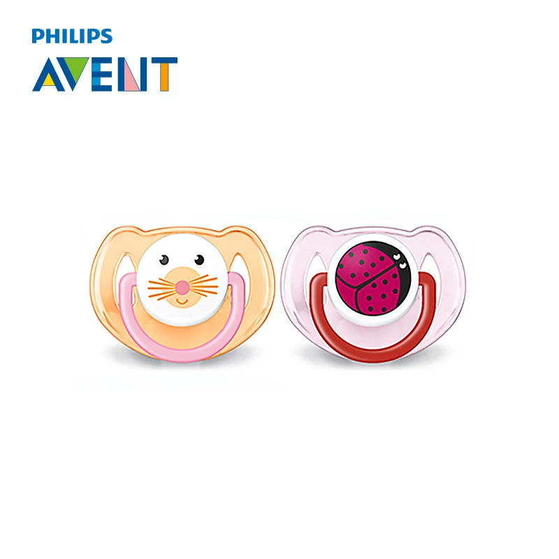 

AVENT 2Pcs Silicone Nipple Dummy Baby Soother Toddler Orthodontic Nipples Teether Baby Girl Cartoon Pacifier Care For 6-18 Month