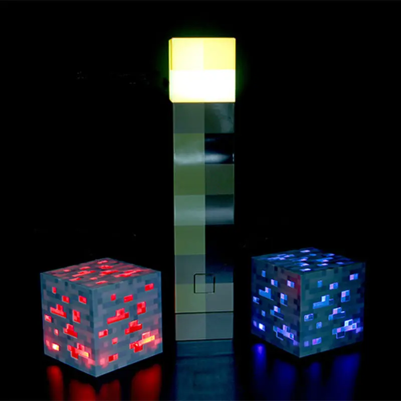 

Original Minecraft Action Figure Torch Minecraft Hand Held Wall Mount Popular Redstone Ore Square Minecraft Light Model Toys