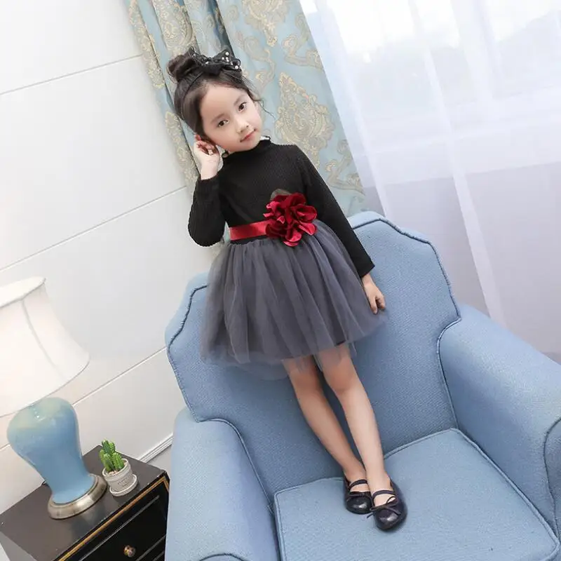 

2017 Christmas Warm Plus Velvet Winter Princess Dress Girl Kids Dress Long Sleeve Flowers Party Baby Toddler Girl Dresses JW2804