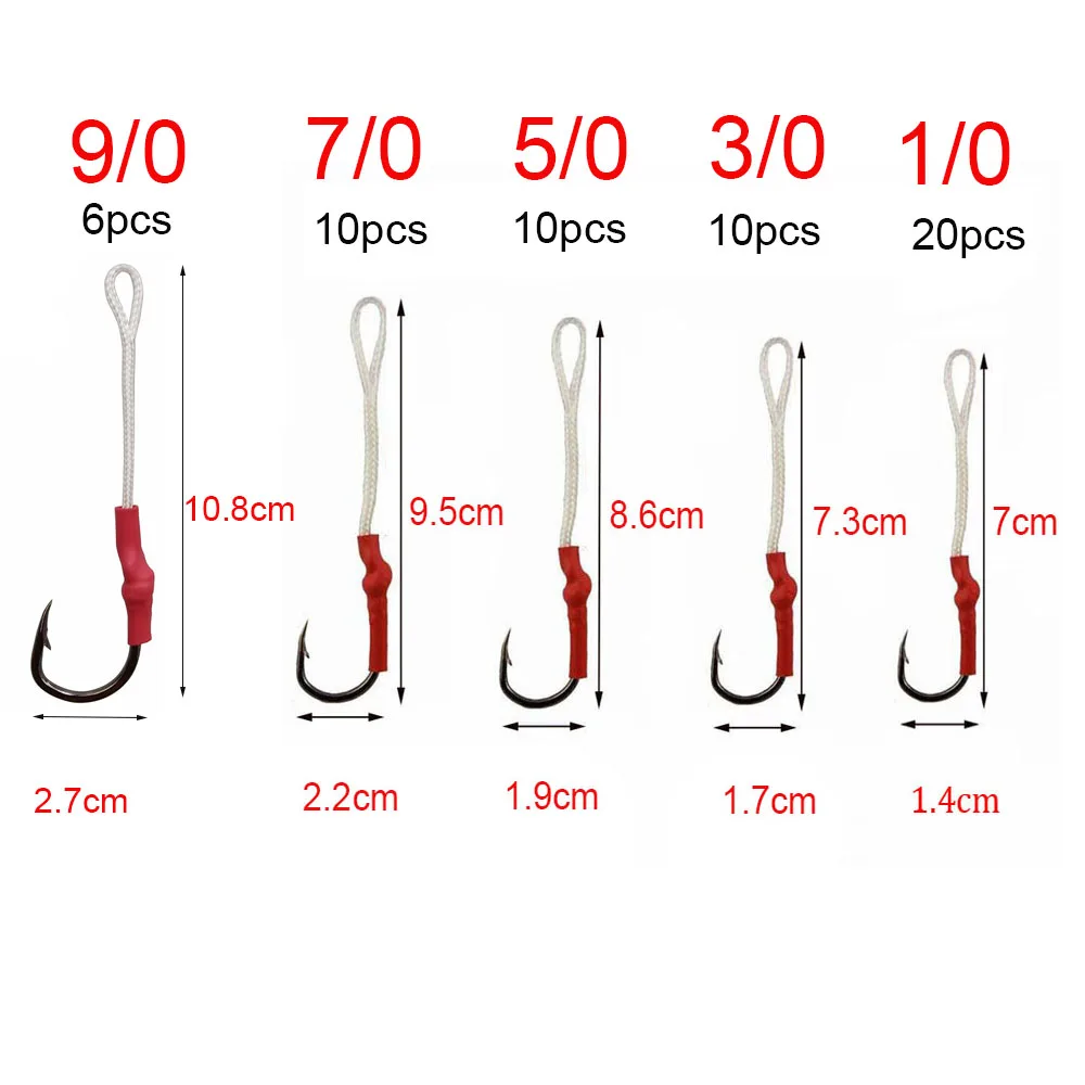 JSM 106 шт./кор. прочных нержавеющих Сталь помочь приманка для рыболовного крючка с полиэтиленовых лески с разрезным кольцом для морской рыбалки приманки