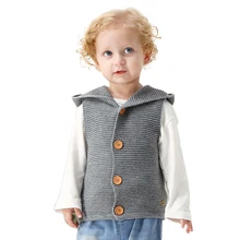 Зимний свитер с капюшоном для малышей вязаный жилет с воротником для новорожденных Кардиган для маленьких мальчиков и девочек Рождественская одежда