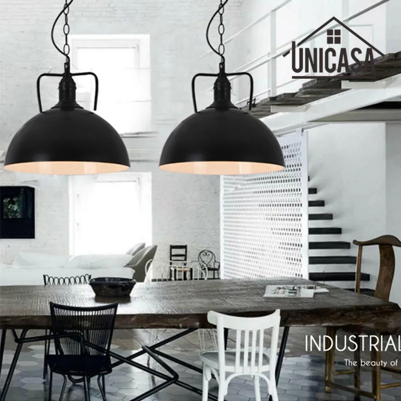 Schmiedeeisen Industriependelleuchten Vintage Schwarz Metall Hotel