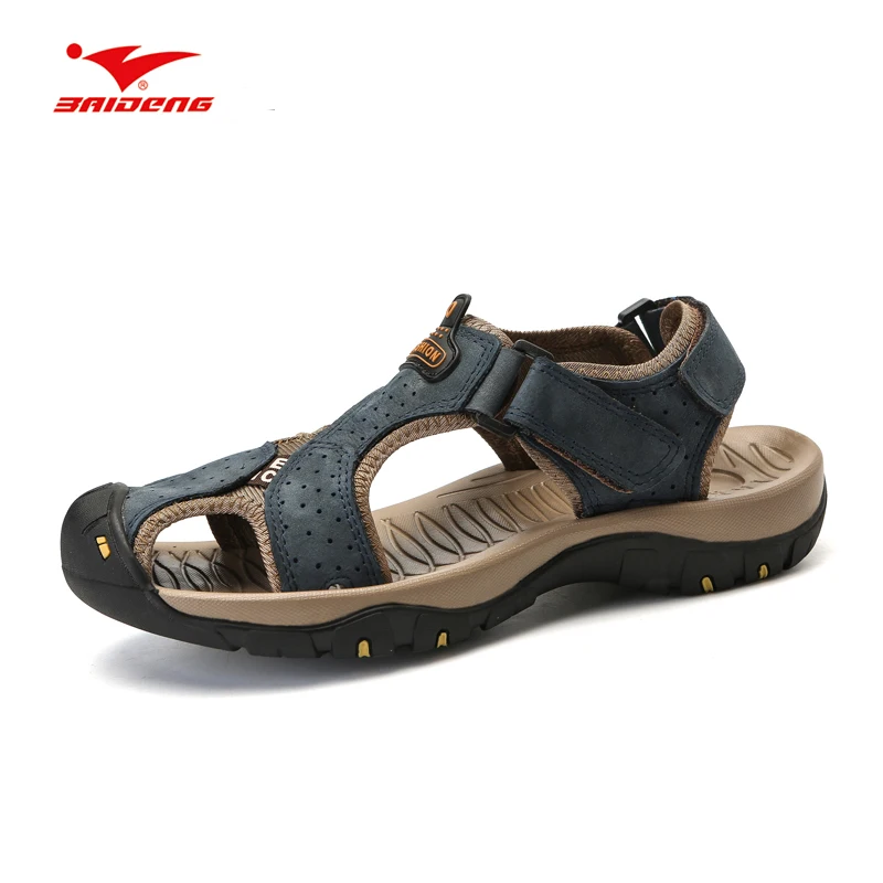 

Baideng Men Hiking Sandals Outdoor Leather Mountain Climbing Trekking Sport Shoes Rubber Anti-slippery Wear-resistant Sneaker