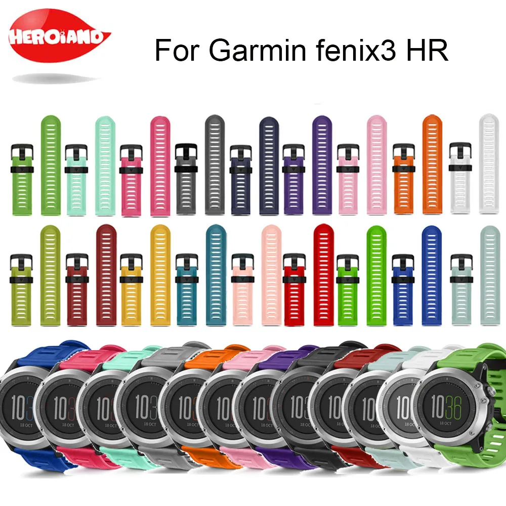 

Colorful 26mm Width Outdoor Sport Silicone wrist Strap Watchband Replacement bracelte for Garmin Fenix 3/3 HR/5x watch Band