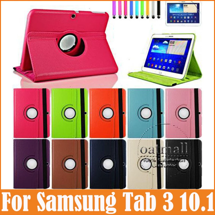 

New 360 Rotating Smart Cover For Samsung Galaxy Tab 3 10.1 Case P5200 galaxi tab3 10.1 inch Tablet Cases PU Leather Stand Case