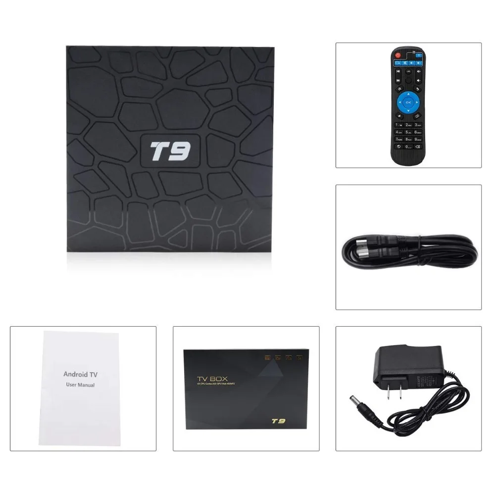 2018 Leelbox новейший Android 8 1 tv Box T9 4 ГБ 32 Bluetooth 0 Поддержка 2 ГГц WiFi 4K 3D Ultra HD HDMI H265 Google Netflix