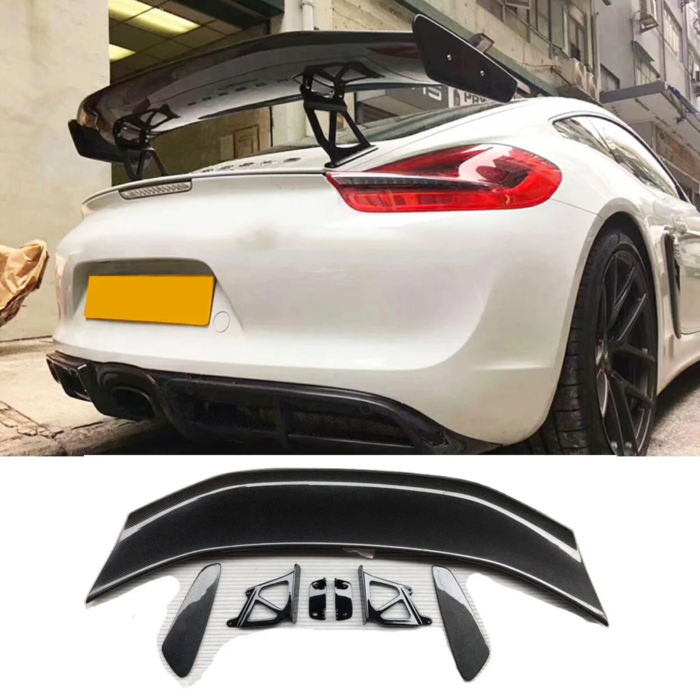 Задний спойлер GT4 из углеродного волокна для Porsche Boxster Cayman 981 718|Спойлеры и крылья| |