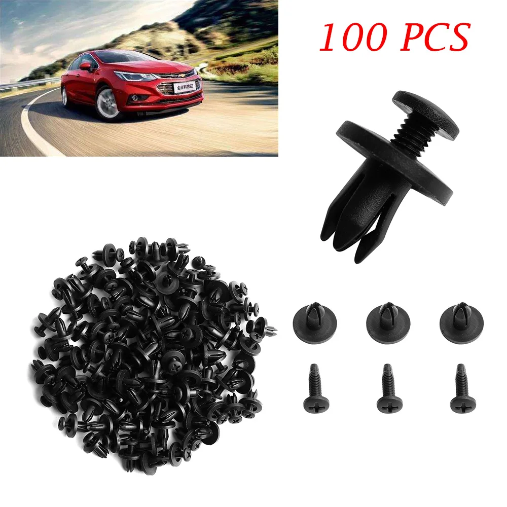 

100PCS!! Wholesale Price New Car Plastic Rivets 6mm Hole Dia Fastener Fender Bumper Push Pin Clip