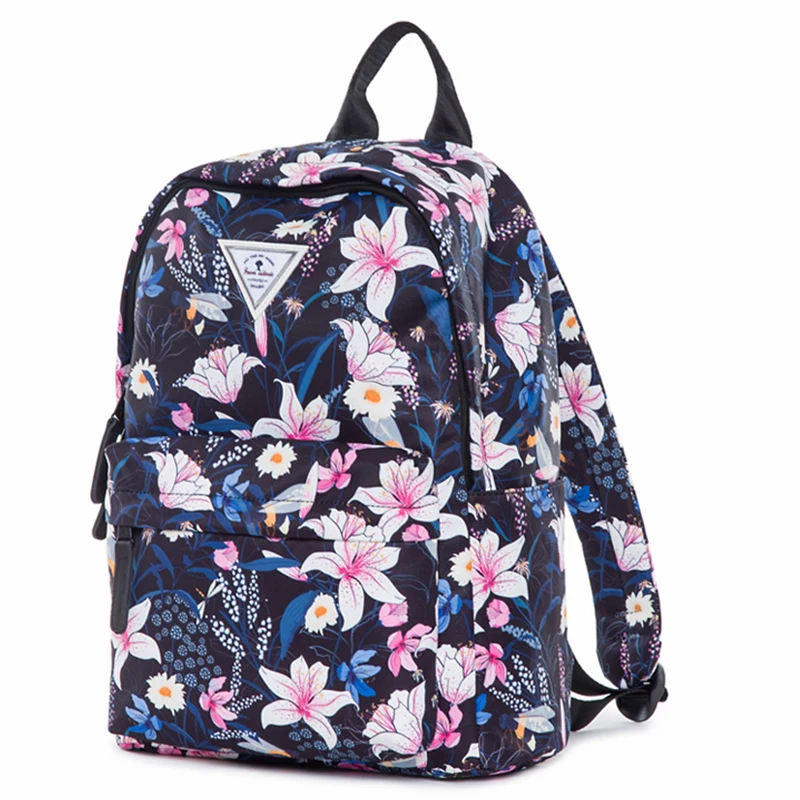 Student Canvas Backpack Breathable Double Shoulder Rucksack Women Daypack Travel Light Weight College Bag Leaf Printed Bagpack