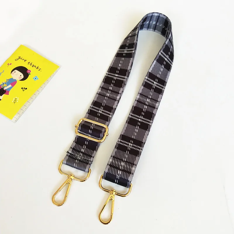 Adjustable Women Bag Strap Trendy Stripe Design Gold Buckle Lady Shoulder Straps Easy Matching Plaid Style Bag Belts For Bags