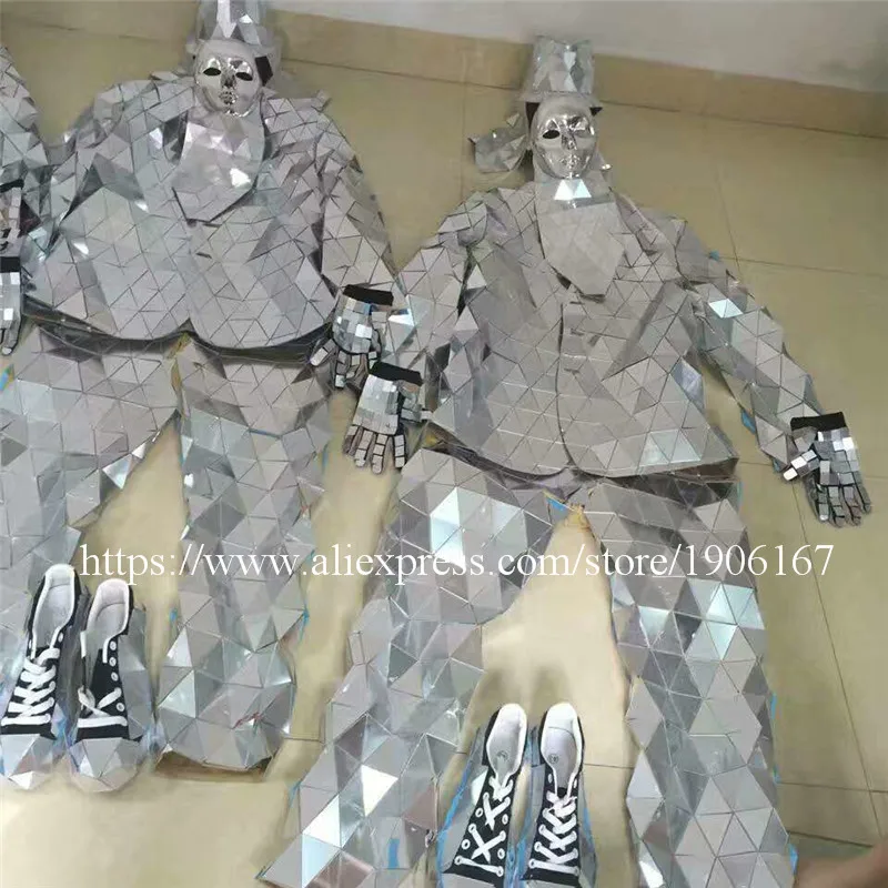 Mirror Clothing Event Party Supplies Mirror Design Dazzling Fashion Costume Men Women Street Art Reflective Clothes Robot Suit3