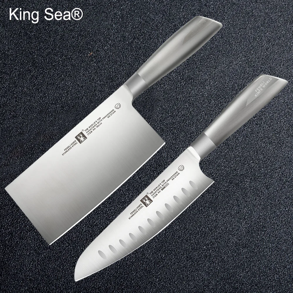 

King Sea 2pcs/set Cleaver Kitchen Knife and Japanese Chef Knife set High Quality Chinese Professional Knife set