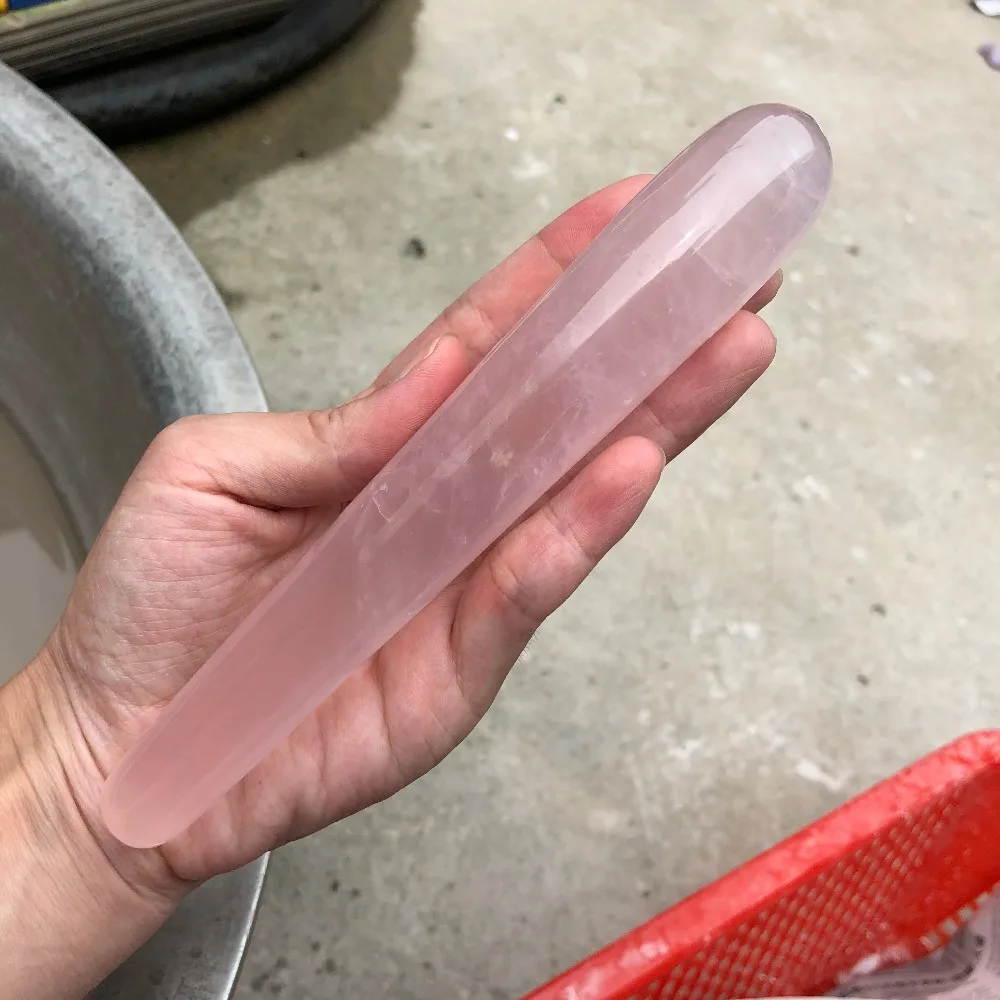 

long 17cm natural pink rose quartz crystal point massage wand goddess yoni pleasure wand reiki healing wand for wife gift