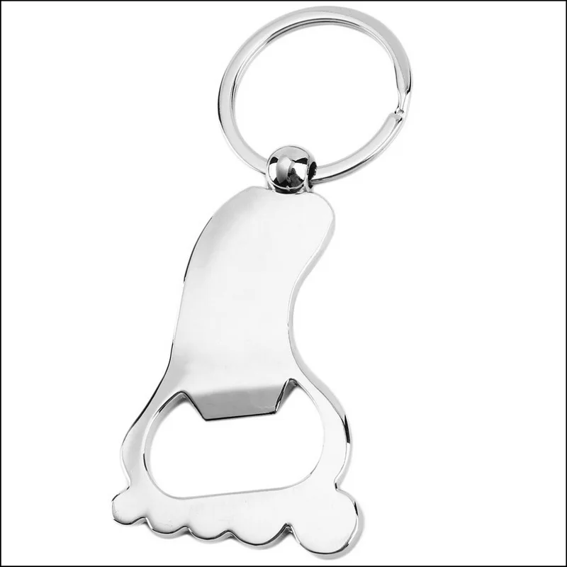 by DHL or EMS 500 pcs fashion foot shaped bottle opener key chain keychain key ring for beerin