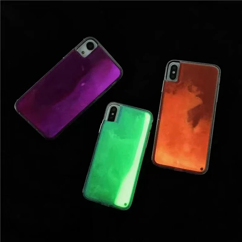 Luminous Neon Sand Mobile Case for iPhone XR XS max X 6 7 8 plus Glow