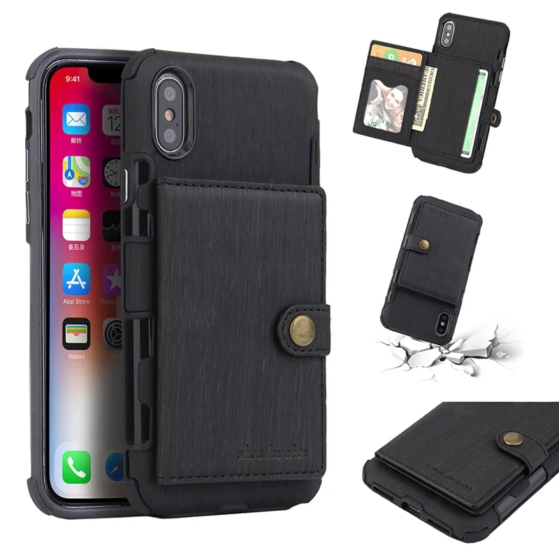 Black Чехол для Apple IPhone X XS Max XR задняя крышка Роскошный кожаный Слот для карт кошелек сумка Мягкий чехол для iPhone X XS Max XR чехол kimTHmall - Цвет: Black