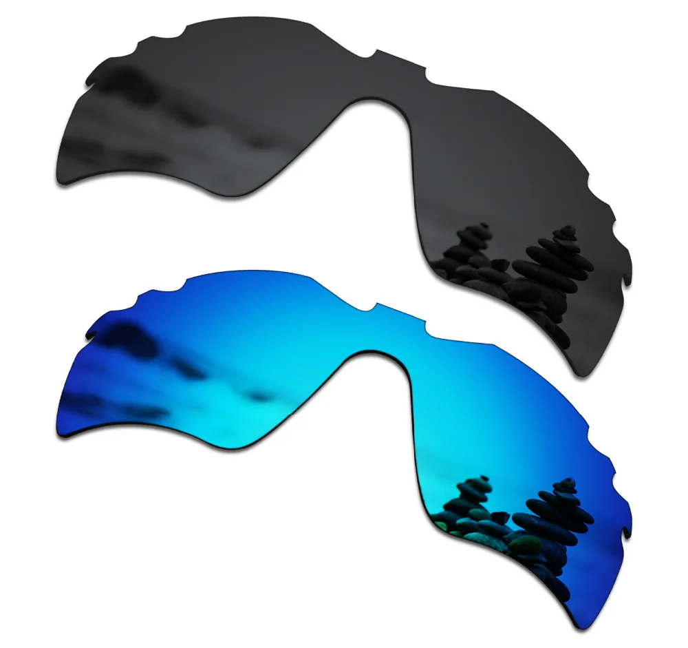 

SmartVLT 2 Pieces Polarized Sunglasses Replacement Lenses for Oakley Radar Path Vented Stealth Black and Ice Blue