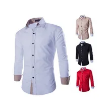 Новинка, мужские рубашки, деловые, с длинным рукавом, с отложным воротником, мужские рубашки, приталенные, из кусков, цветные, повседневные рубашки