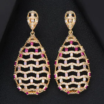 

GODKI Luxury Hollow Waterdrop Long Dangle Earring for Women Wedding Full Micro CZ Cubic Zircon Dubai Indian Earrings Bohemia Hot