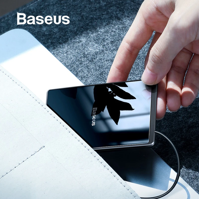 

Baseus 15W Qi Wireless Charger Portable Card Design Fast Wireless Charging Pad for iPhone X XR XS Samsung S10 Xiaomi mi 9 Huawei