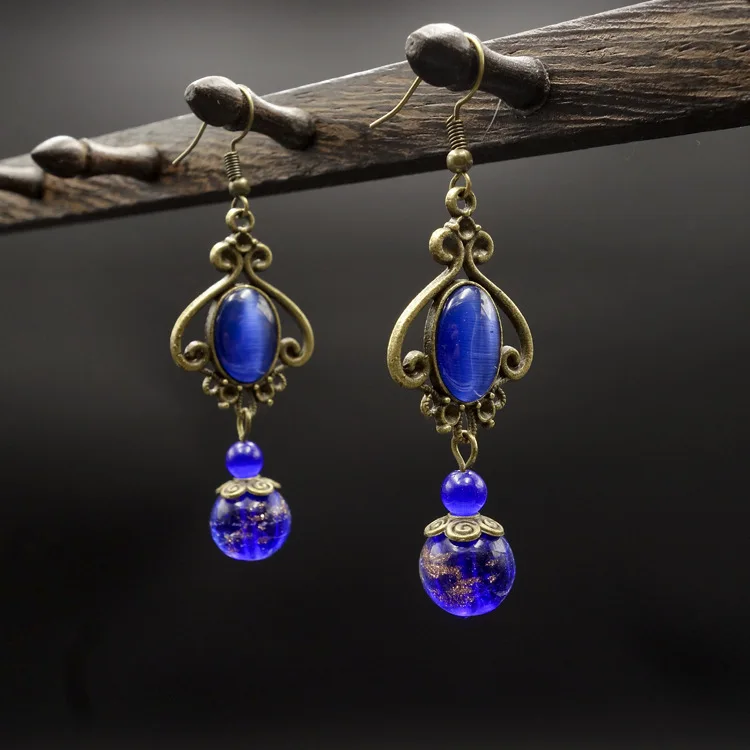

vintage ethnic glass glazed jewelry dangle earrings,fashion nature chalcedony beads vintage earrings,new ethnic earrings