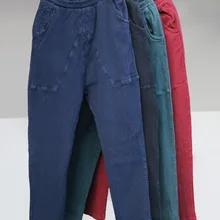 Г. весна женские Винтаж высокое качество льняные длинные брюки с эластичной резинкой на талии из хлопка и льна Свободная Повседневная Женская Штаны-шаровары брюки для девочек 4 цвета