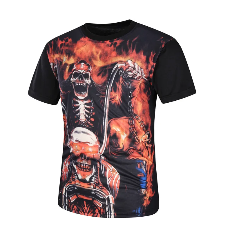 New Men Tshirts O-Neck Tees Hot Sale Summer skeleton prints T-Shirt Homme Fitness Fashion Brand Clothing Male T Shirt Plus Size