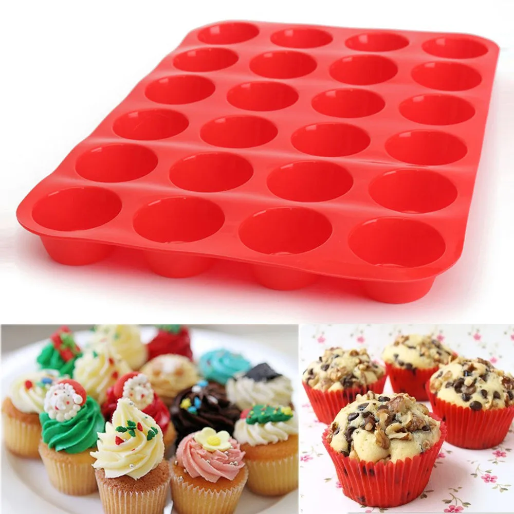 24 полости мини-Маффин силиконовые формы для печения кексов формы для выпечки лоток инструменты для украшения торта самодельные формы для