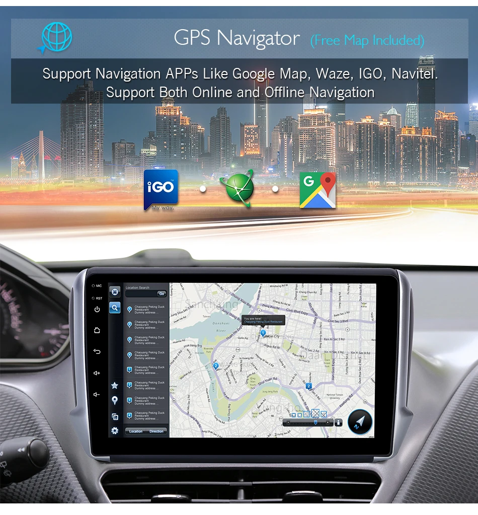 Best 10.1" Android 8.1 Car Multimedia Player GPS for Peugeot 2008 208 2013 2014-2016 radio stereo navigation Peugeot10TKF22L 14