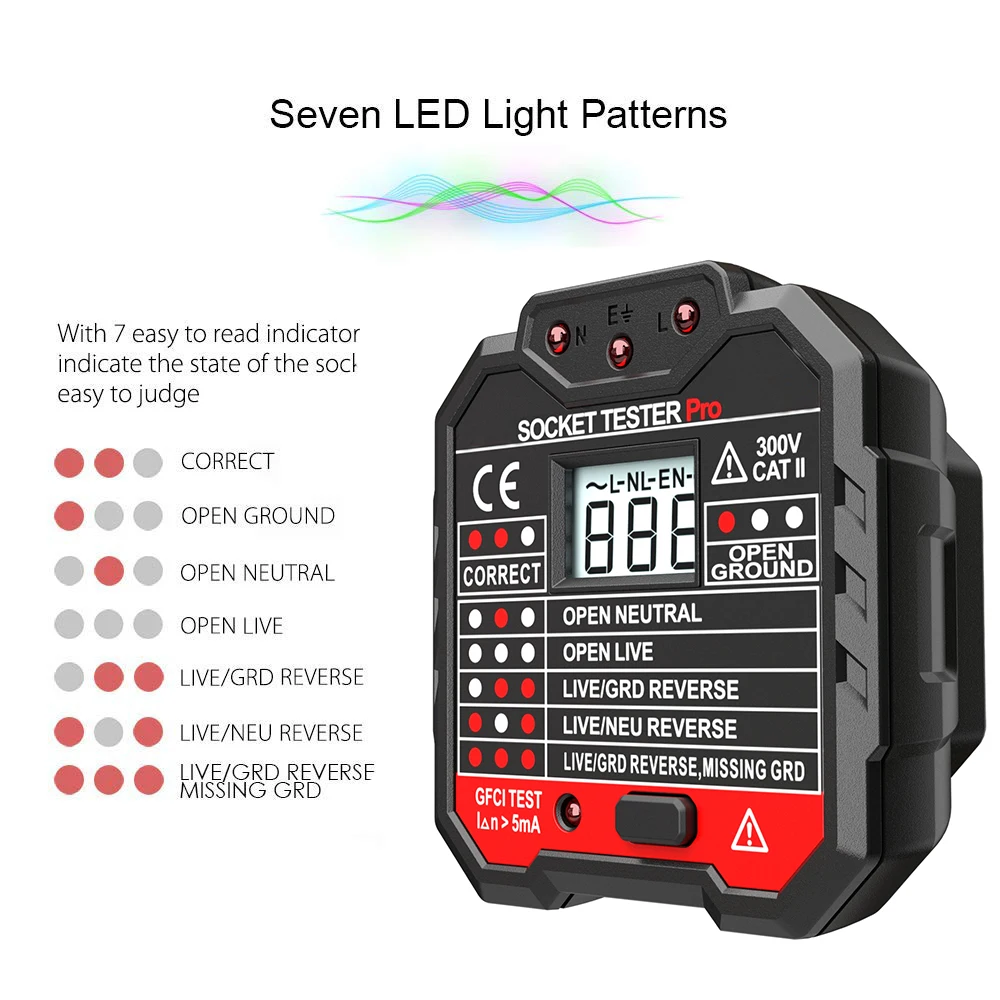 Тестовые сокеты, тестовые сокеты, детектор, тестовые сокеты er pro в автоматический выключатель, искатели, проверка полярности, GFCI/RCD, тестовые er, штепсельные вилки ЕС