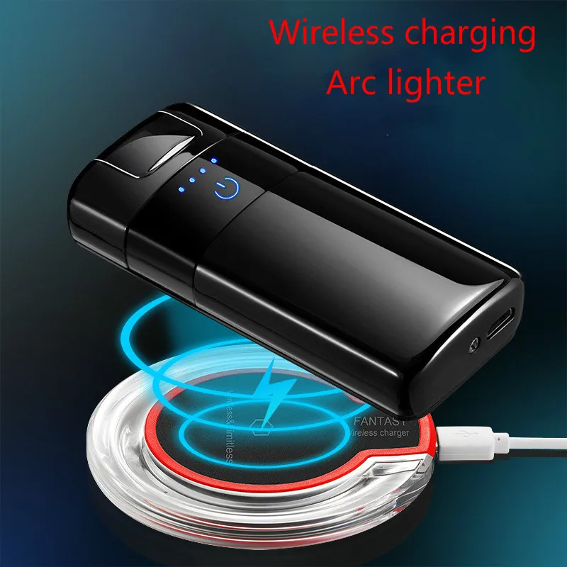 

Wireless Charging Windproof Lighter Touch Screen Switch Power Display Double Arc Electric Plasma Pulse Lighters WIth Gift Box