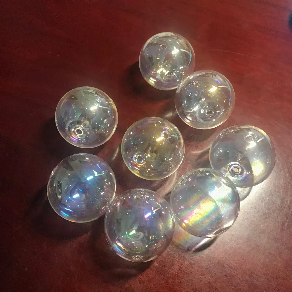50 шт. 40 мм Rianbow стеклянные шары orb круглый шар с двойным отверстием желаний бутылка кулон ожерелье духи аксессуары-фурнитура ремесло