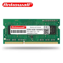 Computador, ankowall marca ddr3 ram 8gb 4gb 2gb memória ram notebook ddr3l SO-DIMM 1066 1600 mhz 204pin 1.35/1.5v garantia vitalícia