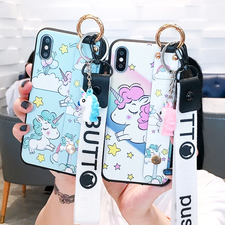 

Oneplus 7 pro Wrist Strap Soft TPU Phone Case for Oneplus 3 3T 1+5 5T One plus6 6T 1+7 Cute Unicorn Holder Case + toy + Straps