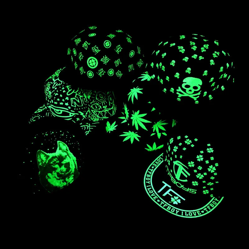 

Hot sale, male and female, fluorescent cap, couple hip hop hat, trend, hip hop hat, luminous cap, flat baseball cap adjustable