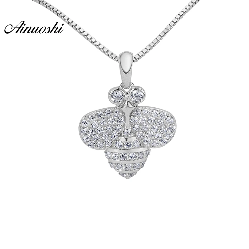 

AINOUSHI Beautiful Cute Animal Bee Jewelry Pendants Gifts Women Trendy 925 Sterling Silver Animal Fashion Necklace Pendants