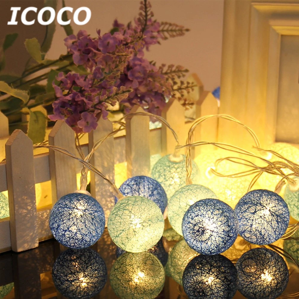 

ICOCO 2.3M/1.2M 20 LEDs LED Ball String Lights Bettery Cotton Wedding Party holiday Bedroom Decor Fairy Lamp Drop Shipping Sale