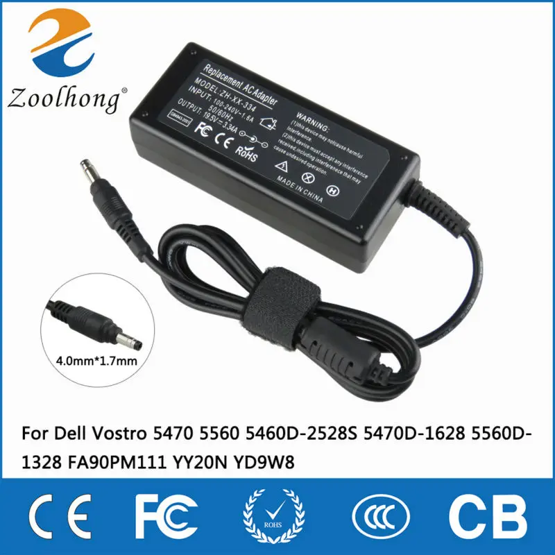19 5 V 3.34A 65W AC адаптер питания для ноутбука Dell Vostro 5470 5560 5460D 2528S 5470D 1628 5560D 1328 FA90PM111 YY20N