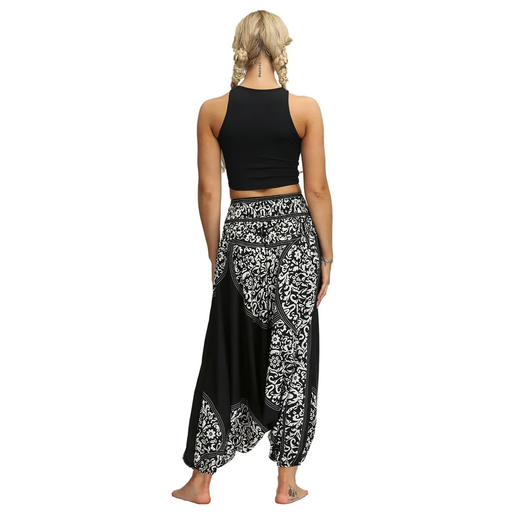 Women Pants Fashion High Waist Bohemian Casual Loose Trousers Baggy Boho Aladdin Pants Pantalones Mujer Cintura Alta#T