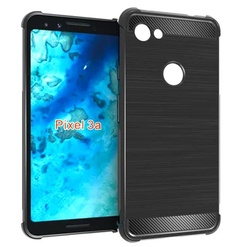 

10pcs/lot.Shock Absorption Cover Soft TPU Anti Scratch Carbon Fiber Design Back Case for google pixel 3a
